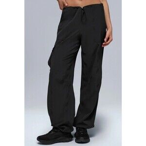ALO YOGA Women's EEUC black low rise Megastar Cargo Pant baggy cinch - XS